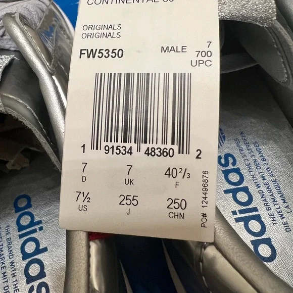 adidas Originals - Continental 80, men's sports shoes, silver 7.5 (M) - Picture 5 of 7